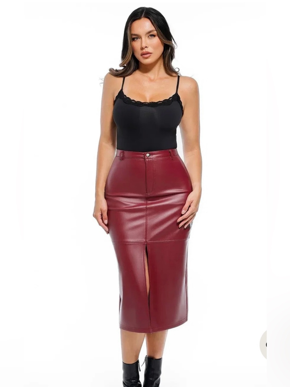 Popilush Sculpted Faux Leather Contour Skirt size Xs